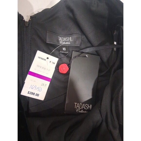 Vtg Y2K Tadashi Shoji Black Sleeveless Velvet Silk Top Size 16 NWT plus Formal - Picture 5 of 8